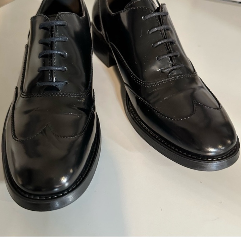 Classic Wingtip Black Leather women’s Lace-Up Oxford Dress Shoes EC